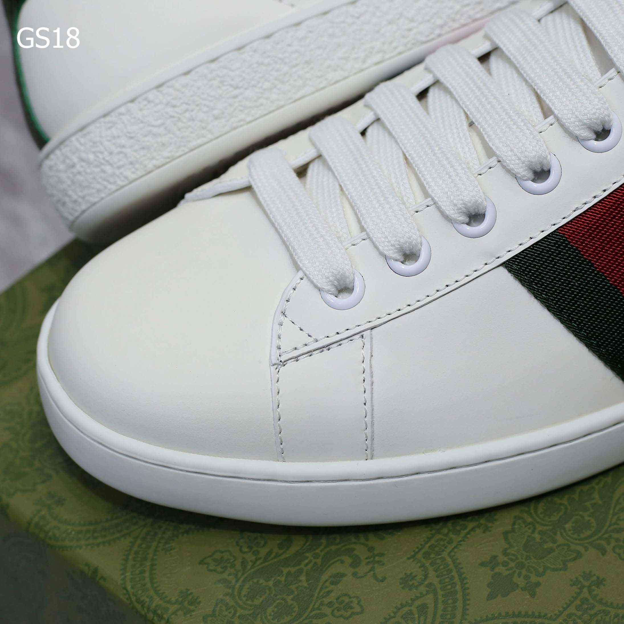 Gucci Ace Leather Sneaker With Green Crocodile
