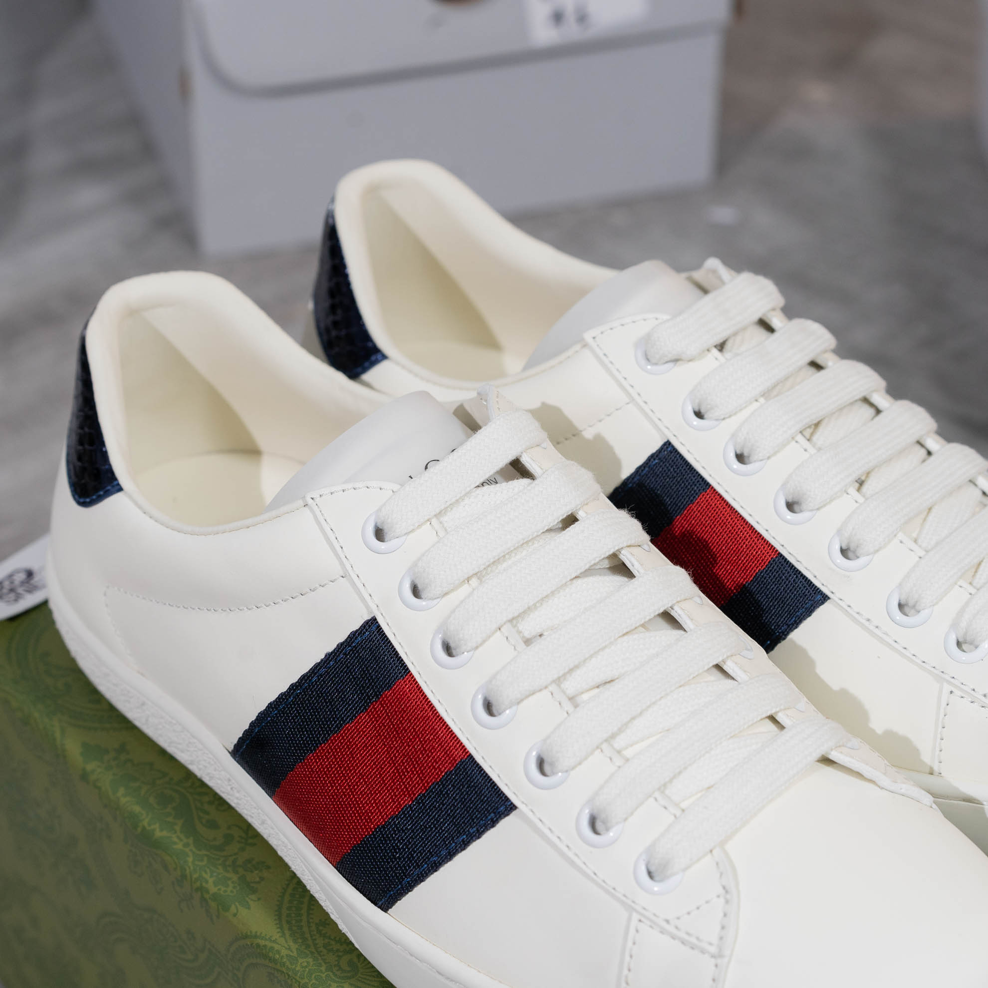 Giày Gucci Ace White Blue Red Like Auth 