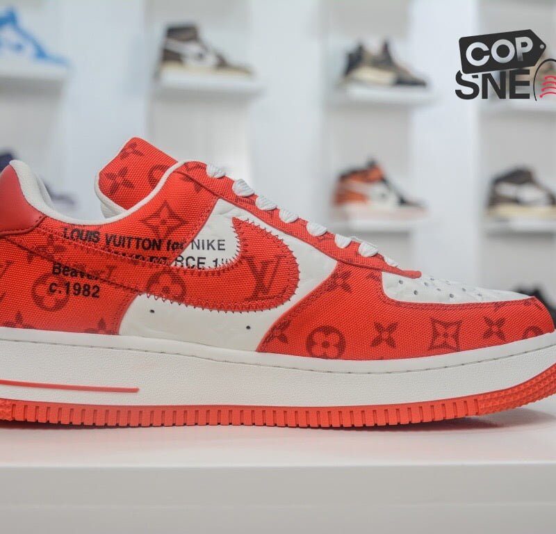 Giày Louis Vuitton x Nike Air Force 1 Low By Virgil Abloh ‘Red’ Đỏ Like Auth