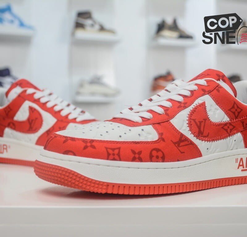 Giày Louis Vuitton x Nike Air Force 1 Low By Virgil Abloh ‘Red’ Đỏ Like Auth