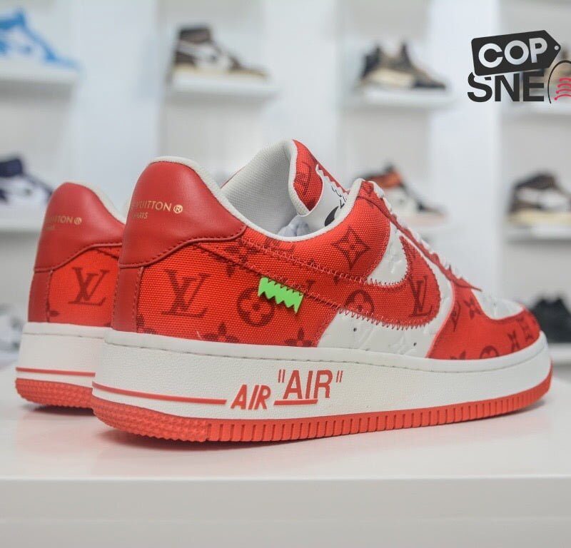 Giày Louis Vuitton x Nike Air Force 1 Low By Virgil Abloh ‘Red’ Đỏ Like Auth