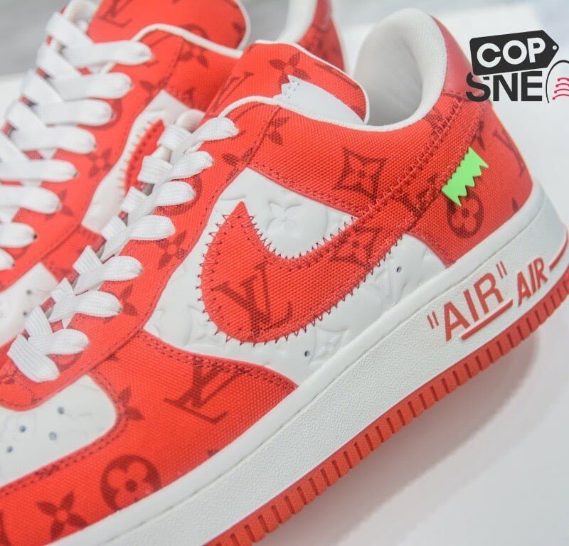 Giày Louis Vuitton x Nike Air Force 1 Low By Virgil Abloh ‘Red’ Đỏ Like Auth