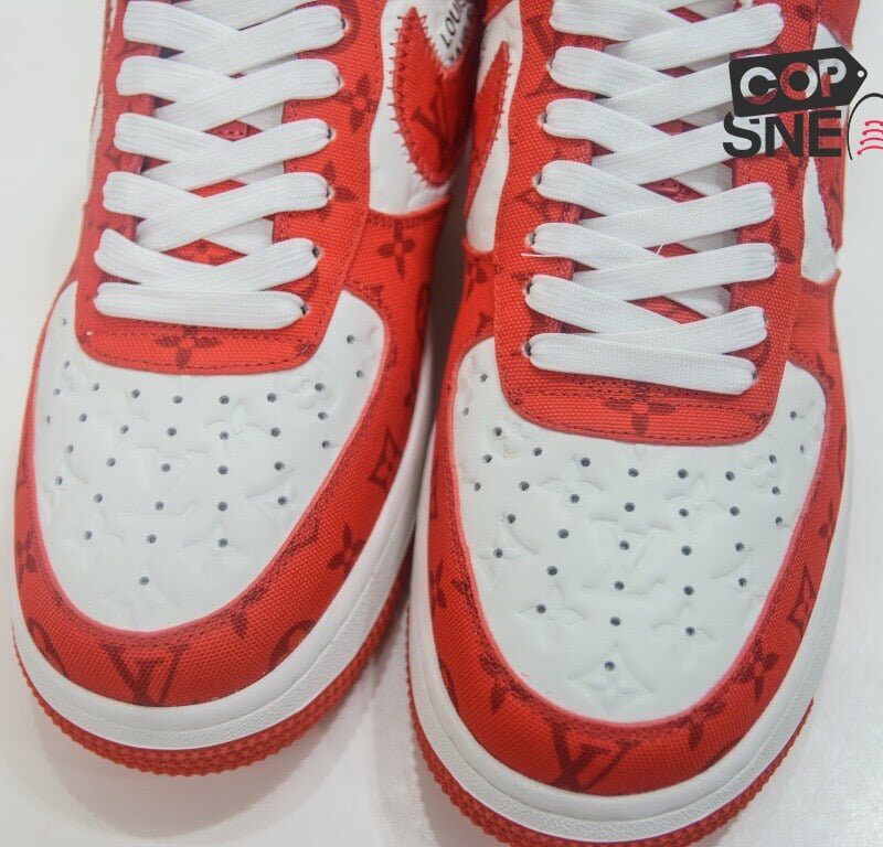 Giày Louis Vuitton x Nike Air Force 1 Low By Virgil Abloh ‘Red’ Đỏ Like Auth