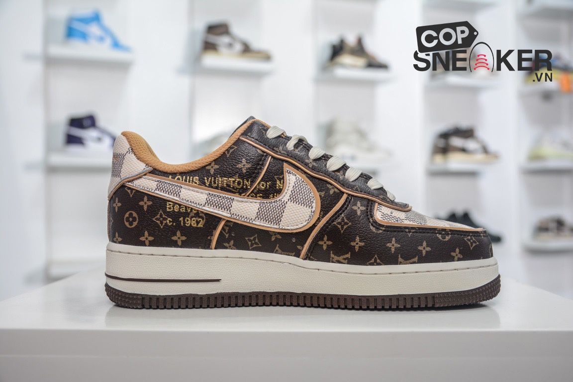 Giày Nike Air Force 1 Low x Louis Vuitton Monogram Brown Like Auth