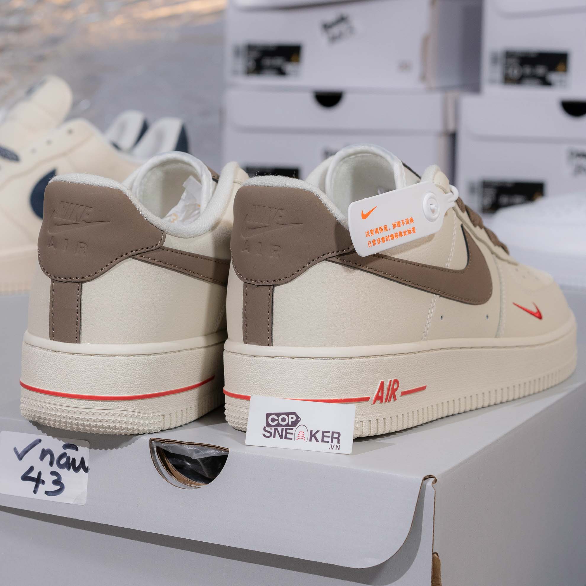 Giày Nike Air Force - AF1 Low White Brown Like Auth