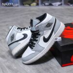 Giày Nike Air Jordan 1 Mid Light Smoke Grey Xám Đen Rep 1:1