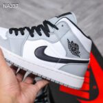 Giày Nike Air Jordan 1 Mid Light Smoke Grey Xám Đen Rep 1:1