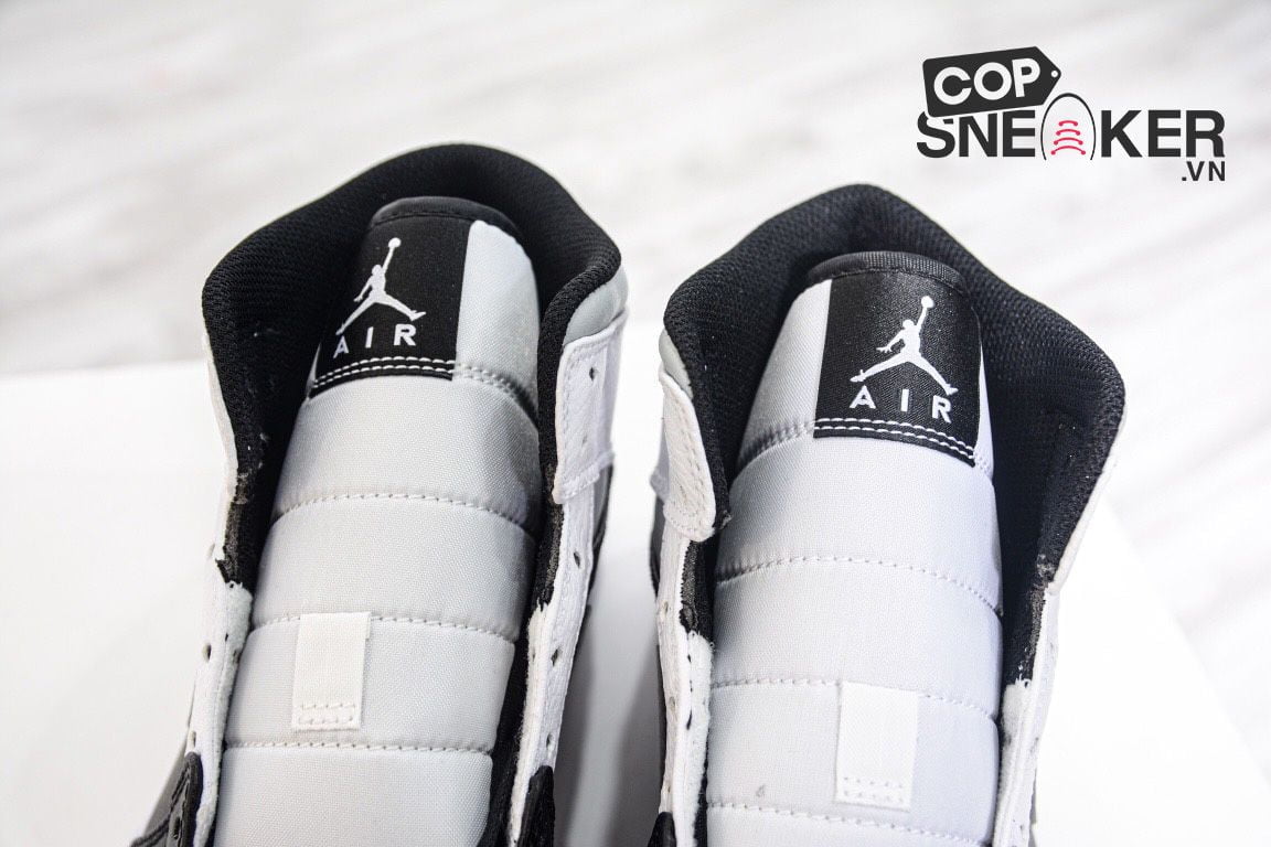 Giày Nike Air Jordan 1 Mid White Shadow Trắng Xám Rep 1:1