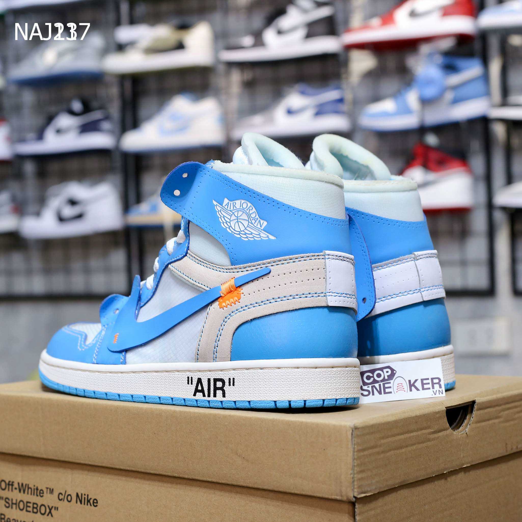 Giày Nike Air Jordan 1 Off White Blue Xanh Like Auth - Cop Sneaker