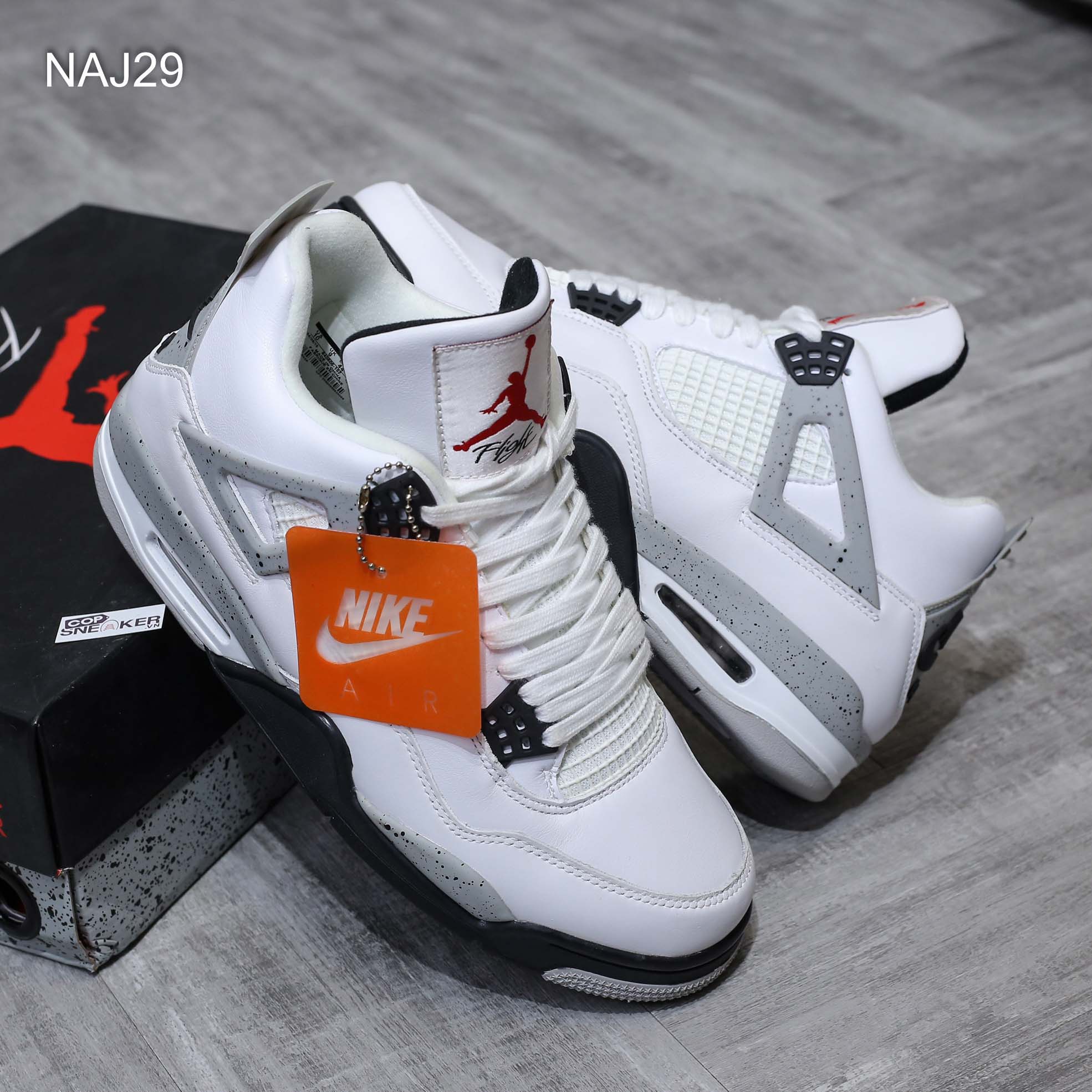 Giày Nike Air Jordan 4 Retro White Cement Trắng Like Auth