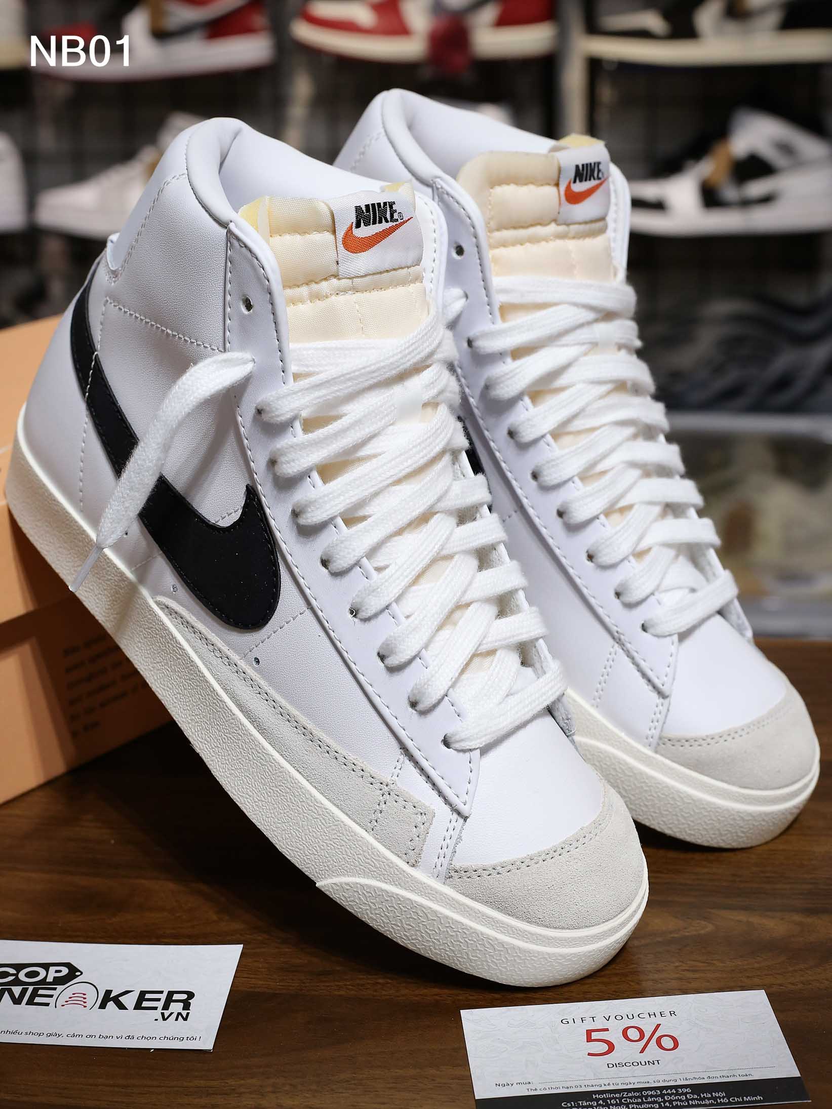 giày Nike Blazer Mid 77 Vintage White Black rep 1:1