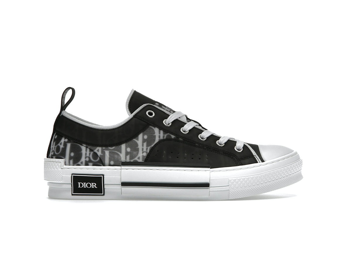 B23 LowTop Sneaker Black and White Dior Oblique Canvas with Black Calfskin   DIOR US