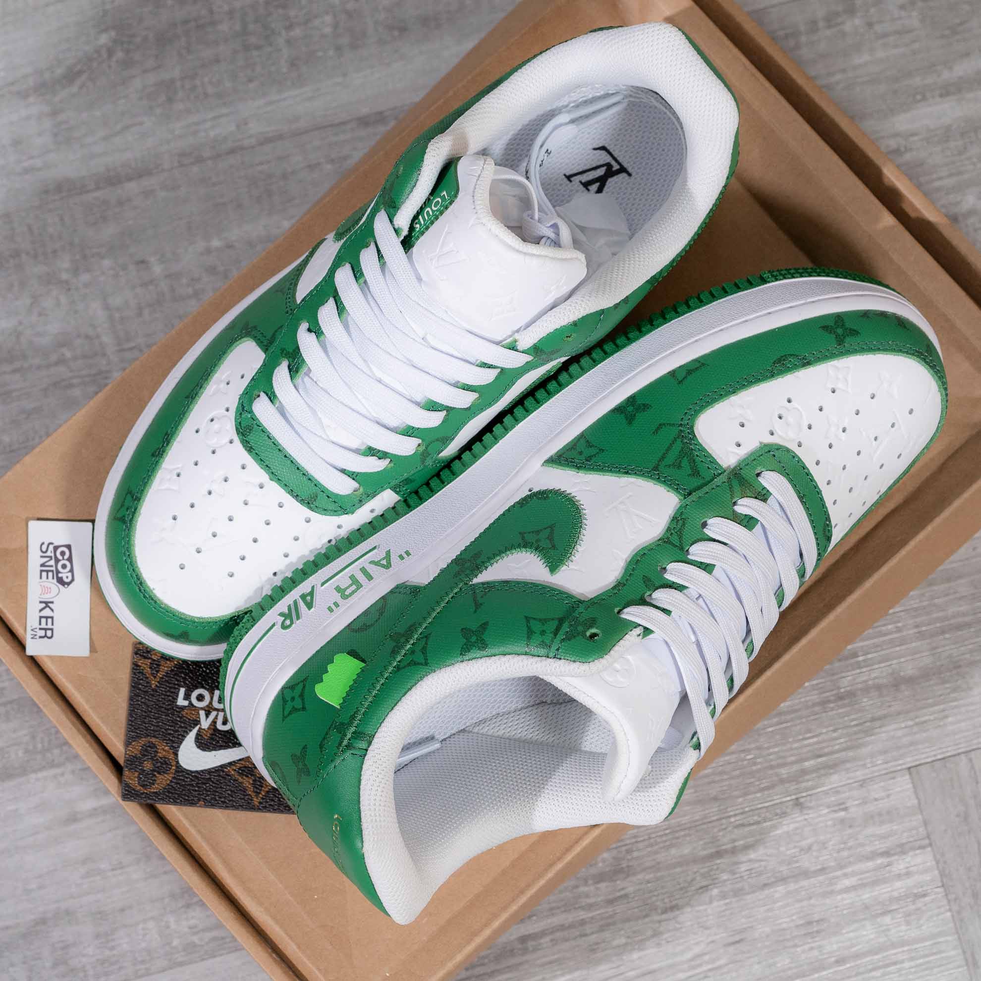 Giày Louis Vuitton x Nike Air Force 1 Low By Virgil Abloh ‘Green’ Like Auth