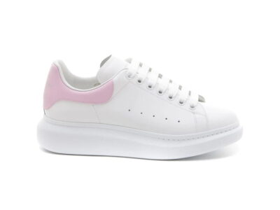 Giày Alexander McQueen Trắng gót Nhung Hồng Cánh Sen