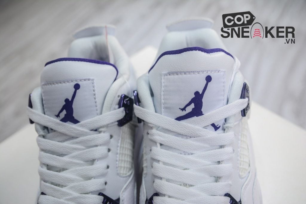Giày Nike Air Jordan 4 Retro 'Purple Metallic' Trắng Xanh Rep 1:1