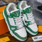 Giày Louis Vuitton LV Trainer Xanh Green Monogram Denim Like Auth