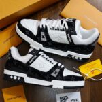 Giày Louis Vuitton LV Trainer Monogram Denim Đen