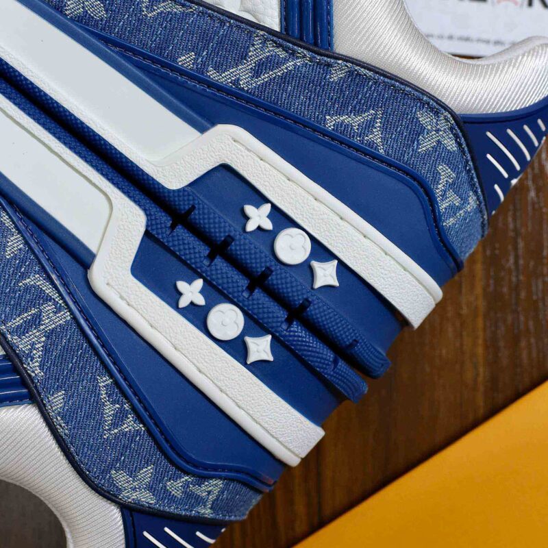 Giày Louis Vuitton LV Trainer Monogram Denim White Blue Like Auth