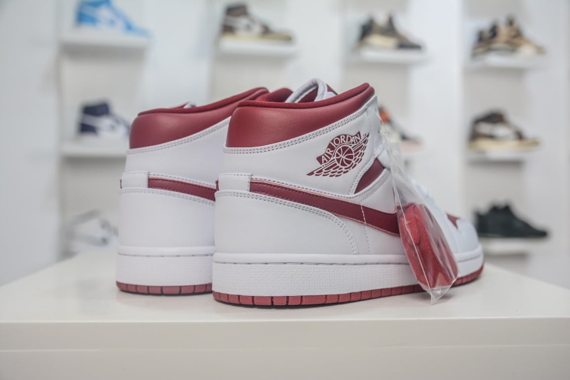 Giày Nike Air Jordan 1 Mid ‘White Gym Red’ Like Auth 