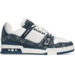 Giày Louis Vuitton LV Trainer Monogram Denim White Blue Siêu Cấp