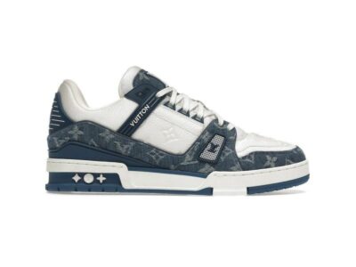Giày Louis Vuitton LV Trainer Monogram Denim White Blue Siêu Cấp