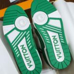 Giày Louis Vuitton LV Trainer Green Monogram Denim Like Auth
