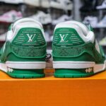Giày Louis Vuitton LV Trainer Green Monogram Denim Like Auth