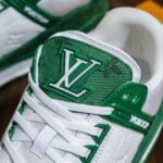 Giày Louis Vuitton LV Trainer Green Monogram Denim Like Auth