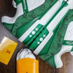 Giày Louis Vuitton LV Trainer Green Monogram Denim Like Auth
