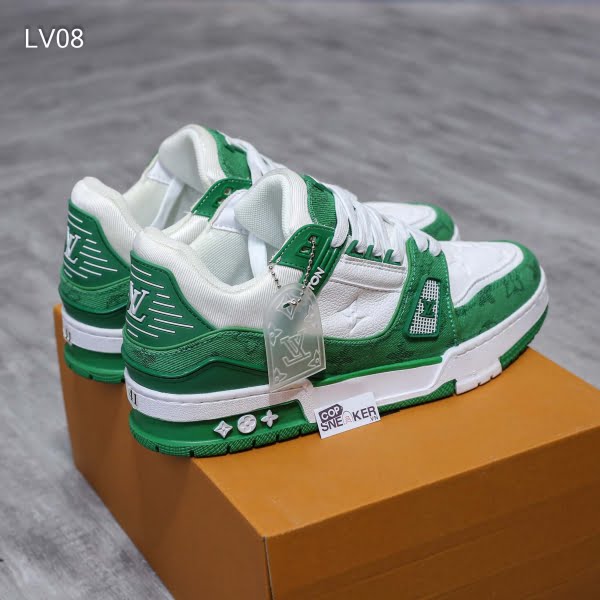 Louis Vuitton LV Trainer White Green Monogram Denim Xanh