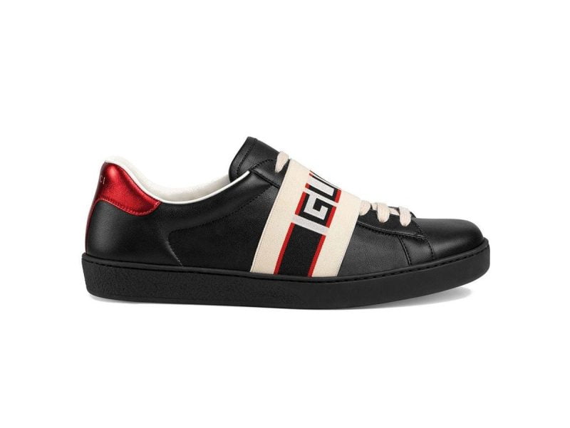 Giày Gucci Ace Stripe Leather ‘Black’ Like Auth