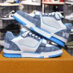 Giày Louis Vuitton Lv Trainer Monogram Denim Blue quai Velcro Like Auth