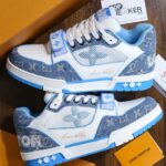 Giày Louis Vuitton Lv Trainer Monogram Denim Blue quai Velcro Like Auth