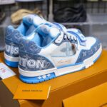Giày Louis Vuitton Lv Trainer Monogram Denim Blue quai Velcro Like Auth
