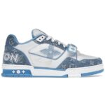 Giày Louis Vuitton Lv Trainer Monogram Denim Blue quai Velcro Like Auth