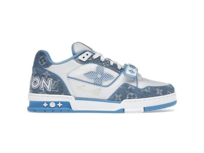 Giày Louis Vuitton Lv Trainer Monogram Denim Blue quai Velcro Like Auth