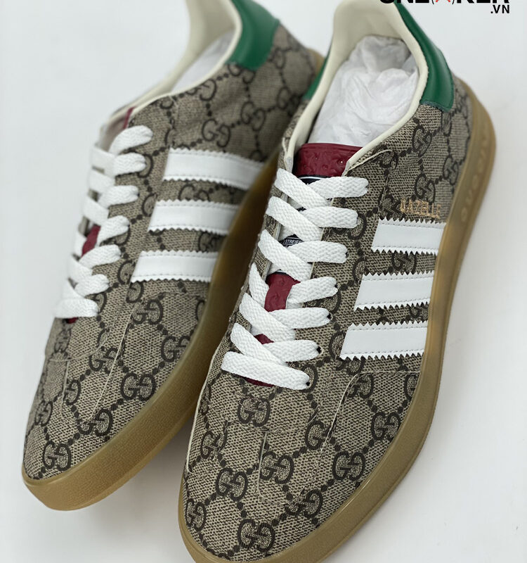 Giày Adidas x Gucci Gazelle Beige GG Monogram