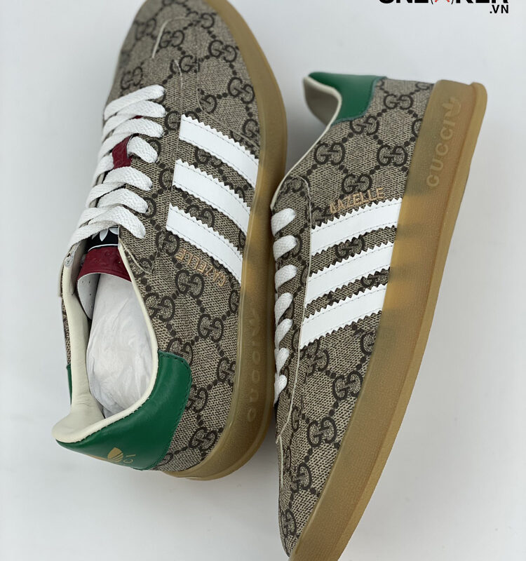 Giày Adidas x Gucci Gazelle Beige GG Monogram