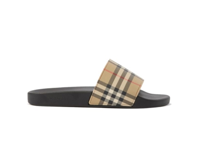 Dép Burberry Vintage Check Print Slides Archive Beige