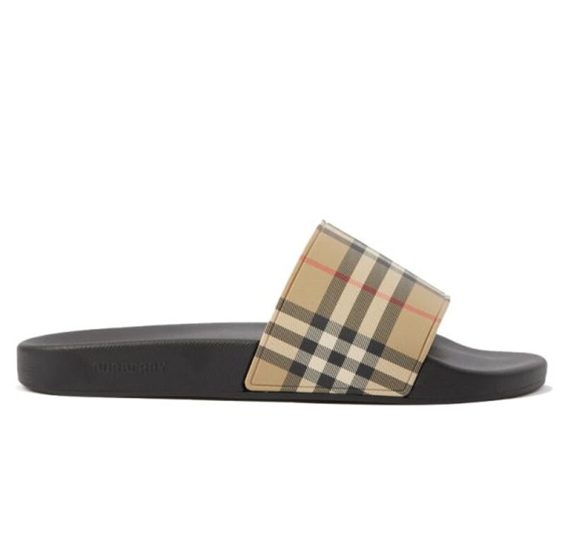 Dép Burberry Vintage Check Print Slides Archive Beige