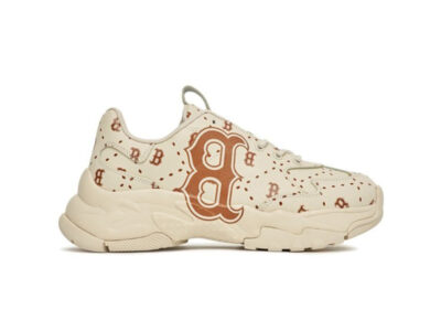 Giày MLB BigBall Chunky Saffiano Diamond Monogram Boston Red Sox Beige