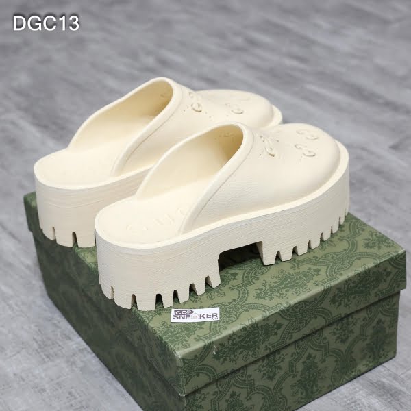 Dép Gucci Platform Perforated G Sandal Cream