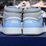 Giày Dior B27 High Light Blue and White Gray họa tiết vải Oblique Jacquard Like Auth