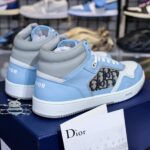 Giày Dior B27 High Light Blue and White Gray họa tiết vải Oblique Jacquard Like Auth