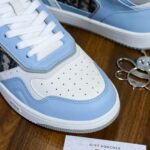 Giày Dior B27 High Light Blue and White Gray họa tiết vải Oblique Jacquard Like Auth