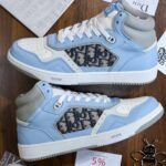 Giày Dior B27 High Light Blue and White Gray họa tiết vải Oblique Jacquard Like Auth