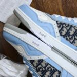 Giày Dior B27 High Light Blue and White Gray họa tiết vải Oblique Jacquard Like Auth