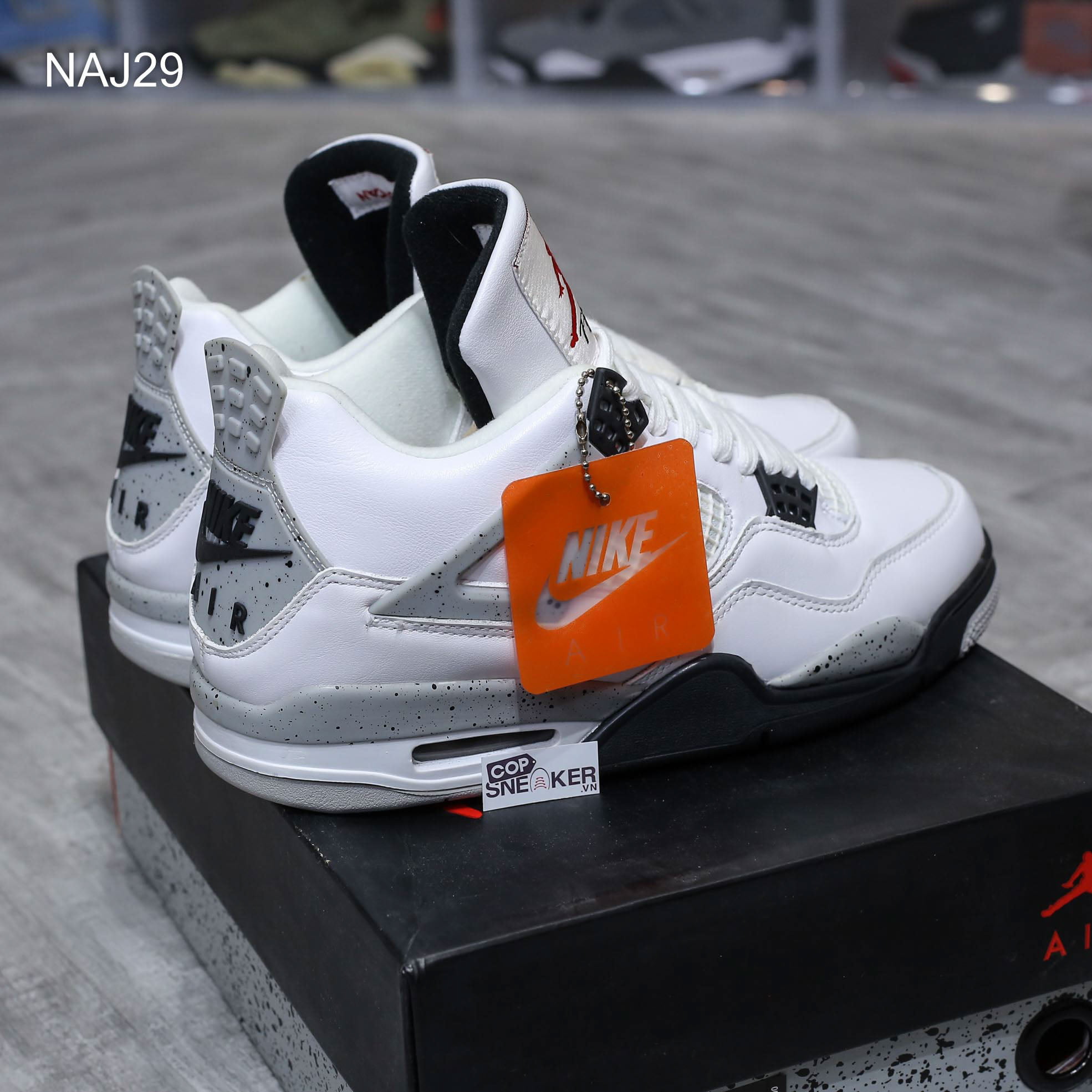 Giày Nike Air Jordan 4 Retro White Cement Like Auth