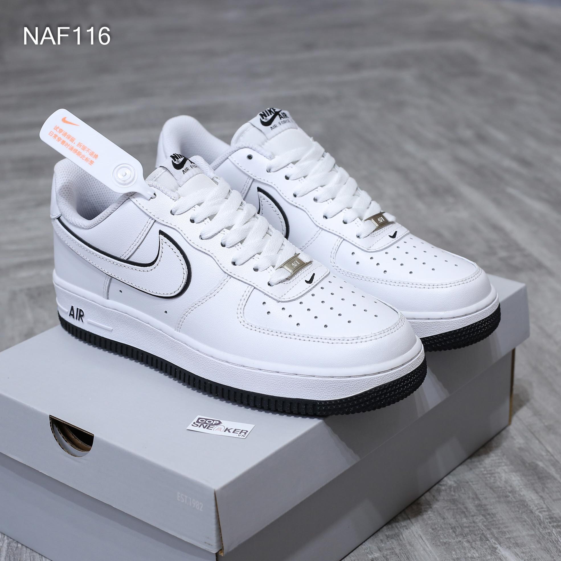 Giày Nike Air Force 1 07 Low White Black Outline Swoosh’ Like Auth