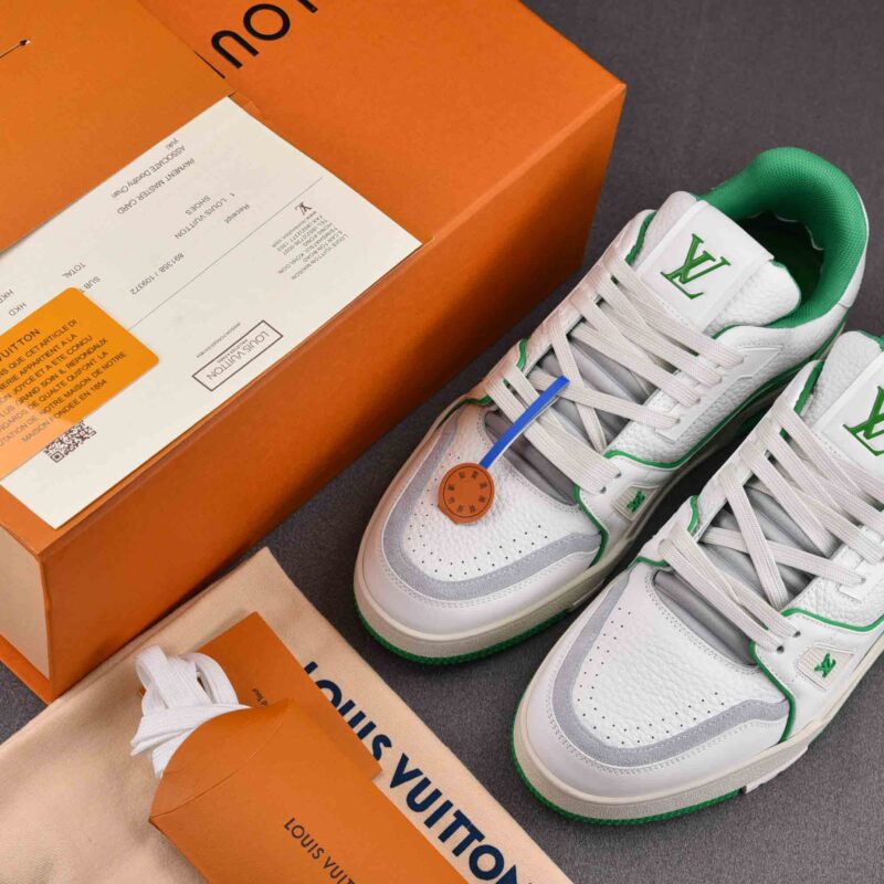 Giày Louis Vuitton LV Trainer #54 Signature White Green Best Quality